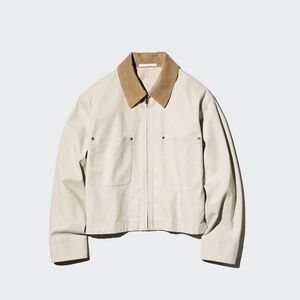 UNIQLO Cream Jacket with Tan Collar